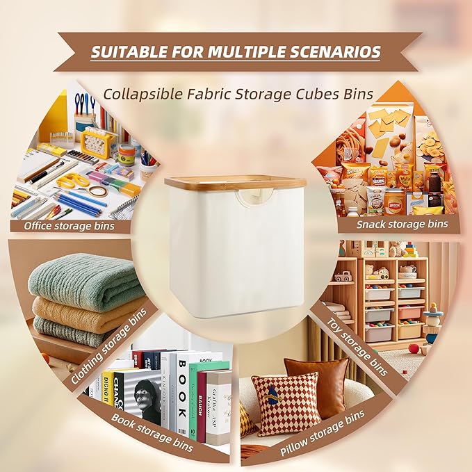Cube Storage Bin 12 Inch -2 Pack,Collapsible Cube Storage Organizer with Handles,Fabric Storage Bins for Cubes Storages,Squar