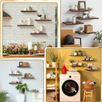 Pinkunn 4 Pcs Floating Shelves for Wall Rustic Wooden Floating Shelf Wooden Shelves for Bathroom Living Room Bedroom Kitchen 
