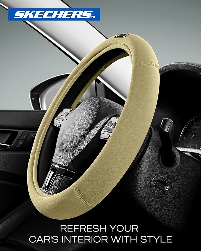 Skechers Steering Wheel Cover, Memory Foam Car Steering Wheel Covers,14.5-15inch Anti-Slip Safety Comfortable Design Universa