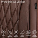 CAR PASS Piping Luxury Faux PU Leather Two Front Car Seat Covers, Waterproof Anti Slip Seat Covers Compatible with Front Seat