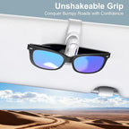 Veharvim Sunglass Holder for Car (2 Pack, One-Handed Operation, Gentle & Secure Hold, Silicone Padded, Universal Fits Sunglass and Car Visor) - Sunglasses Clip for Car Visor (Grey, 2 Pack)