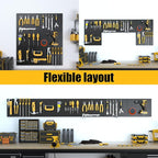 Spampur Peg Board, 6 Pack Metal Pegboard Panels Black Pegboards Wall Organizer with 50 Hooks, Heavy Duty Peg Board for Walls 