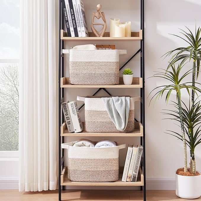 OIASKET Storage Baskets for Organizing, Woven Baskets for Shelves, Rectangle Decorative Organizer for Storage Clothes, Toy, B