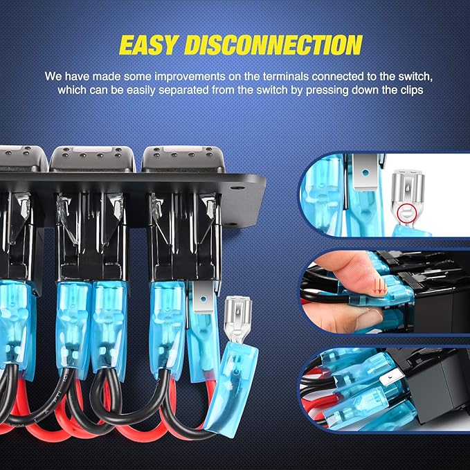Nilight 16AWG LED Light Bar Wiring Harness Kit 12V On/Off 3 Gang LED Pod Lights Rocker Switch Panel Power Relay Fuse 5Pin Toggle for Cars Boat ATV Trucks-6 Leads