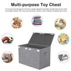 VERONLY Collapsible Toy Storage Bin with Lid, 82L Large Capacity - Gray Neutral Space-Saving Organizer for Playroom, Bedroom 
