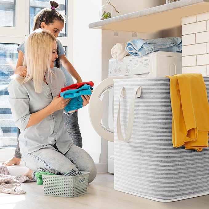 Lifewit 3 Pack Laundry Basket 90L Each, Collapsible Clothes Hamper with Reinforced Handles, Freestanding Waterproof Design fo