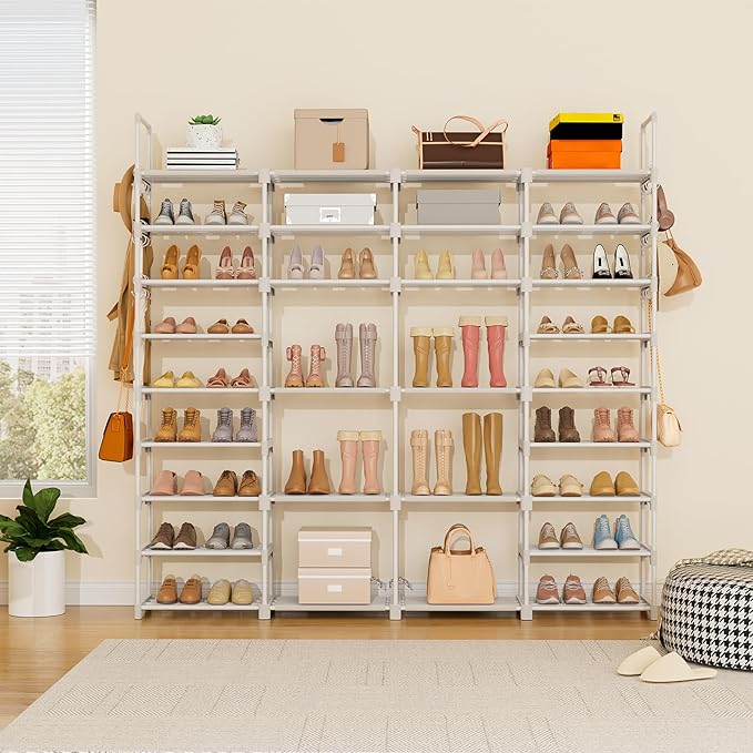 ROJASOP Large Shoe Rack Organizer for Entryway Closet 64-68 Pairs 9-Tier Heavy Duty Tall Garage Shoe Rack Shoe Shelf Shoes St