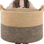 INDRESSME Extra Large Woven Baskets for Storage, 21.7 x 13.8 Blanket Basket Living Room Wicker Storage Basket for Organizing 