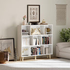 YESHOMY 9 White Cube Bookcase, Open Frame 3-Tier Book Shelf, Bookshelf Storage Organizer with Feet & Anti-Tilt Device for Org