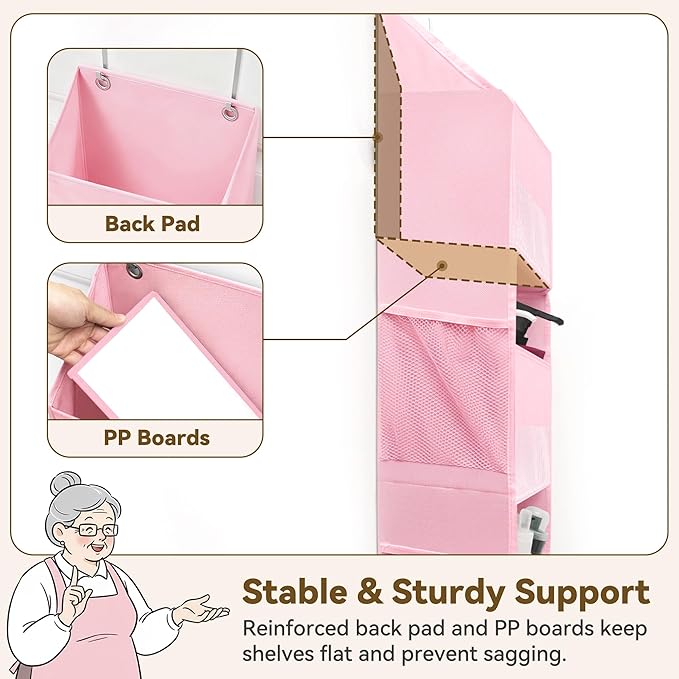 GRANNY SAYS Over the Door Organizer, 4-Shelf Behind the Door Storage with 6 Pockets, Waterproof 300D Oxford Fabric Hanging Or