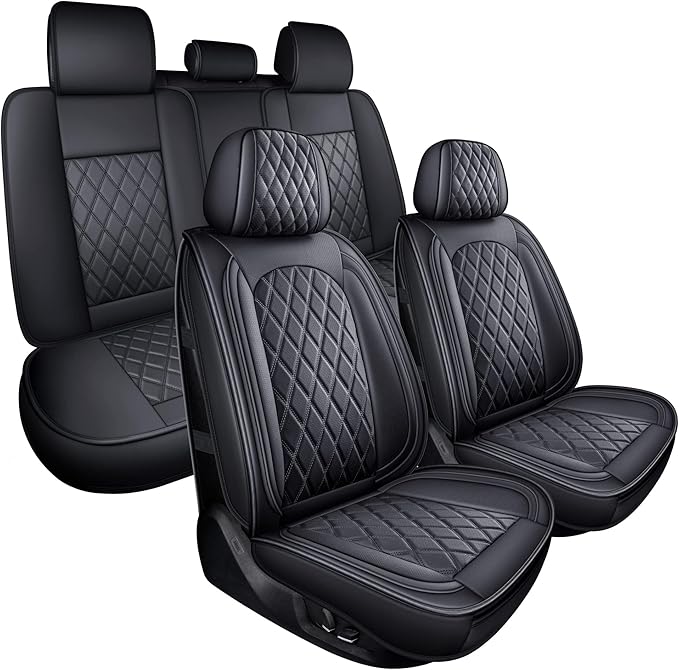 MIROZO Seat Covers Full Set,Car Seat Covers Black Car Seat Protector Waterproof Automotive Seat Covers fFront and Back Fit fo