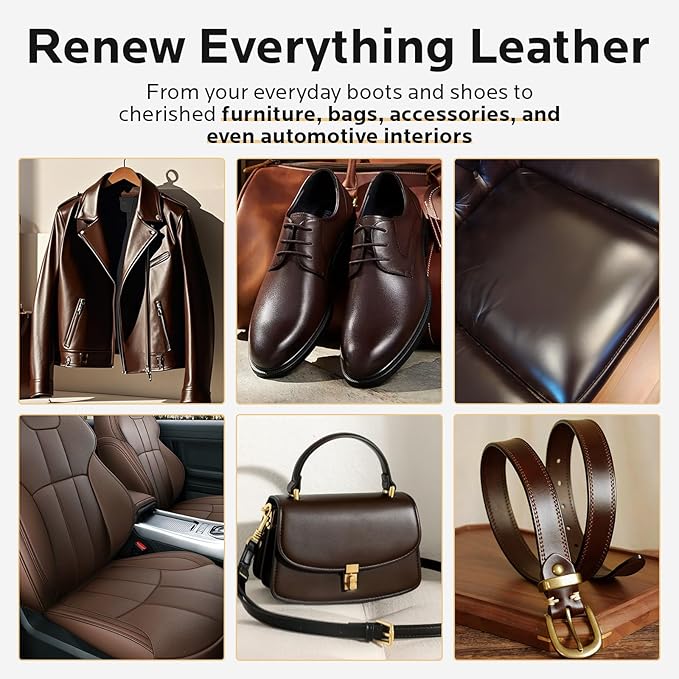 Brown Leather Recoloring Balm: Leather Color Restorer Conditioner, Leather Repair Kits for Vinyl Furniture Sofa Car Seats Sho