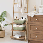 StorageWorks Large Wicker Storage Basket for Organizing with Wooden Handles, Toilet Paper Baskets for Shelf, Bosana Green, 2-