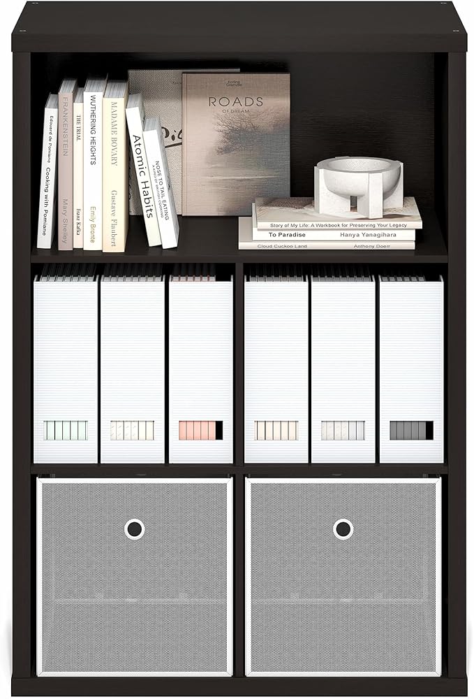 Furinno Cubicle Book Shelf, 5-Cube Bookshelf, Extra Thick Frame Cube Storage Organizer Bookcase with Closed Back, 15.3 x 29.9