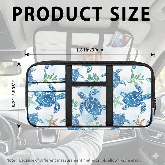 Turtle Tactical Sun Visor Organizer,Scratch-Resistant Auto Interior Accessories Car Essentials Tool Pack Multi-Pocket for Universal Most Vehicles