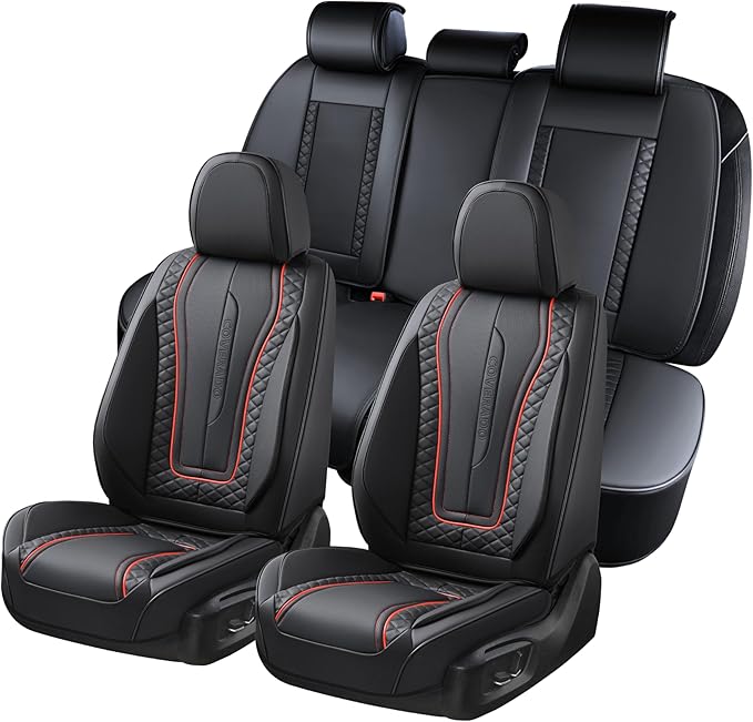 Coverado Car Seat Covers Full Set, Front Seat Cover and Back Seat Covers for Cars, Faux Leather Waterproof Seat Covers, Car S