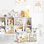 Clastyle Dinosaurs Storage Cube Organizer Set Plants Closet Clothes Cube with Metal Frame Foldable Parents Organizer Storage 
