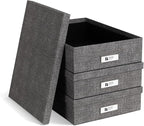 Bigso Oskar Canvas Fiberboard Document Letter Box for Important Paperwork A4 or Letter Size - Durable Keepsake Box with Lid a