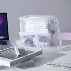 Anywish Small Storage Bins with Lids 3.2 QT Plastic Storage Containers for Organizing Stackable Clear Storage Boxes,Clear Whi