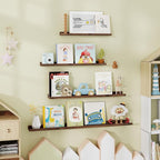 Fun Memories Picture Ledge Shelf - 30 Inches Floating Shelves Set of 4 - Floating Shelves with Lip for Storage - Wood Bookshe
