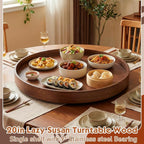 Leinuosen 20'' Walnut Wood Lazy Susan for Countertop Large Turntable Rotating Serving Tray for Table Top Non Skid Kitchen Tra