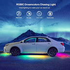 Underglow Kit, RGB-IC Under Car Lights With Dream Color Dancing Chasing, 213 Scene Modes, App and Remote Control, 5 Music Modes LED Lights for All Cars