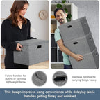 Graciadeco Large 17" 36 Quart Collapsible Stackable Storage Bins with Lids, 3 Packs Black and White Mix Linen Fabric Closet B