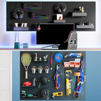 FZK Peg Board Wall Organizer Kit. Heavy Duty, 82PCS Metal Pegboard, Black, 36 * 24