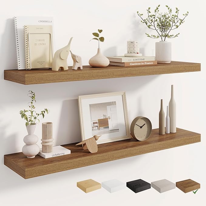 Dreamland Deep Floating Shelves, 8" Deep Long Shelves Set of 2, 40 Inches Floating Shelf for Wall,Large Display & Storage She