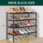 Smiry Bamboo Shoe Rack 4-Tier, Stackable Wooden Shoe Organizer for Entryway & Closet, Free Standing Wood Shoe Storage Shelf f