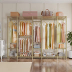 VIPEK V50 Gold Closet Rack, Extra Large Elegant Heavy-Duty Freestanding Wardrobe with Adjustable Shelves for Bedroom, Dressin