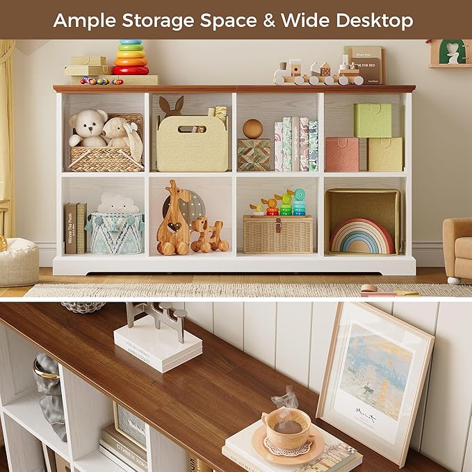 IRONCK 8 Cube Storage Organizer, Farmhouse Cube Bookshelf with Storage, Cube Shelf Organizer for Bedroom, Living Room and Hom