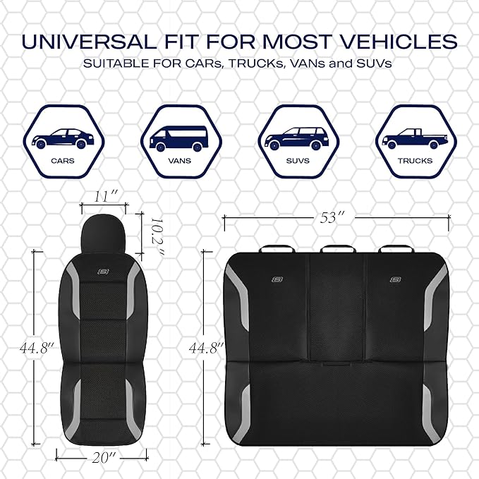 Skechers Memory Foam Car Seat Covers, Air Cool Mesh Thick Seat Covers, Car Seat Full Sets, Airbag Compatible, Automotive Comf