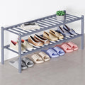 Smiry Bamboo Shoe Rack for Closet, 2 Tier Long Wooden Stackable Shoe Organizer, Free Standing Shoes Storage Shelf for Entrywa