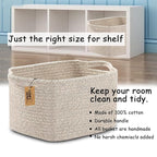 COMFY-HOMI Storage Basket for Shelves, Woven Baskets for Storage, Cotton Rope Basket for Toys,Towel Baskets, Toy Storage Orga