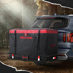Mockins 15 CuFt Weatherproof Trailer Hitch Cargo Carrier Bag w/ 4 Packing Cubes | 48"x18"x31" Waterproof Cargo Bag for Hitch Carrier & Truck Bed Storage | Vehicle Soft-Shell Carriers w/Straps & Lock