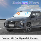 for Hyundai Tucson 2022-2024 2025 2026 Sun Shade Sunshade Windshield Cover,4-Layer Front Window Shade Custom fit Tucson Sun Visor 240T Retractable Shade Blocks UV Rays Cooler Car Accessories
