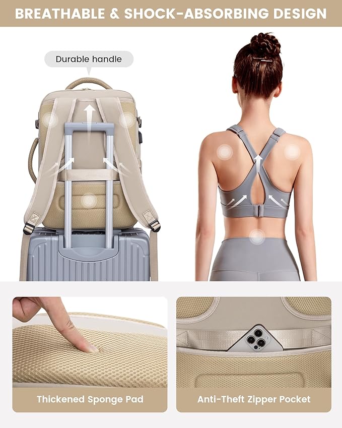 LOVEVOOK Large Travel Backpack for Women, 50L Carry on Backpack Airplane Approved, TSA Personal Item Travel Bag for Women fit