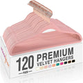 HOUSE DAY Pink Velvet Hangers 120 Pack, Premium Non-Slip Felt Clothes, Sturdy Heavy Duty Coat, Durable Hangers for Suits, Spa