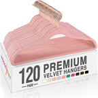 HOUSE DAY Pink Velvet Hangers 120 Pack, Premium Non-Slip Felt Clothes, Sturdy Heavy Duty Coat, Durable Hangers for Suits, Spa