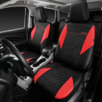 CAR PASS Red Leather Seat Covers Full Set-Universal Quilting Pretty Girly Car Seat Cover with 5mm Composite Sponge Inside,Air