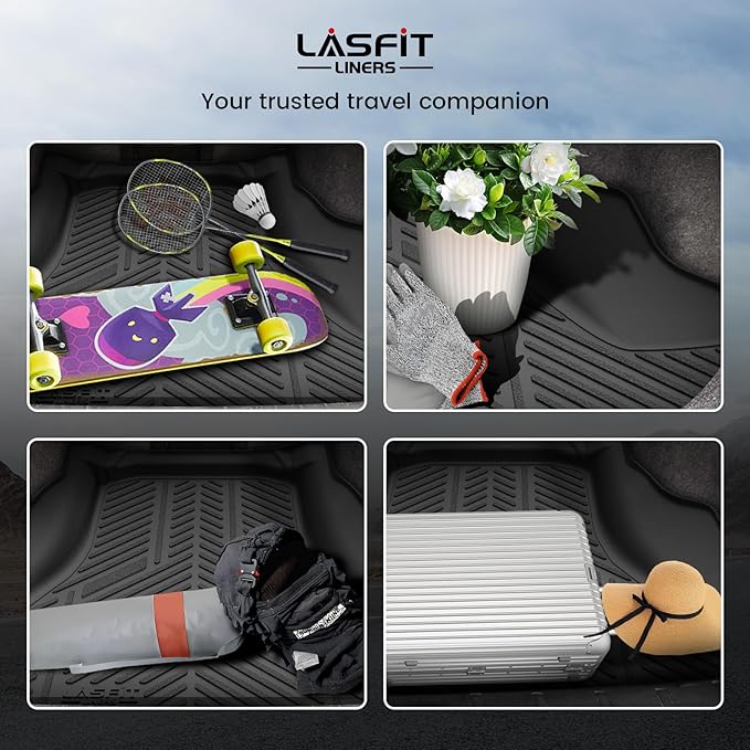 LASFIT Trunk Mat for Honda Accord 2012 2011 2010 2009 2008, All Weather TPE Custom Fit Pet Friendly Easy Clean Trunk Liner Cargo Mat Cargo Liner Accessories, Black