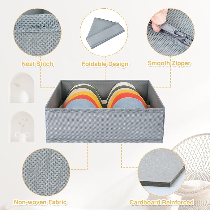 DIMJ Drawer Organizer Clothes, 15 Pack Underwear Organizer, Foldable Closet Bins, Sock Organizer Bra Cube, Fabric Dresser Box