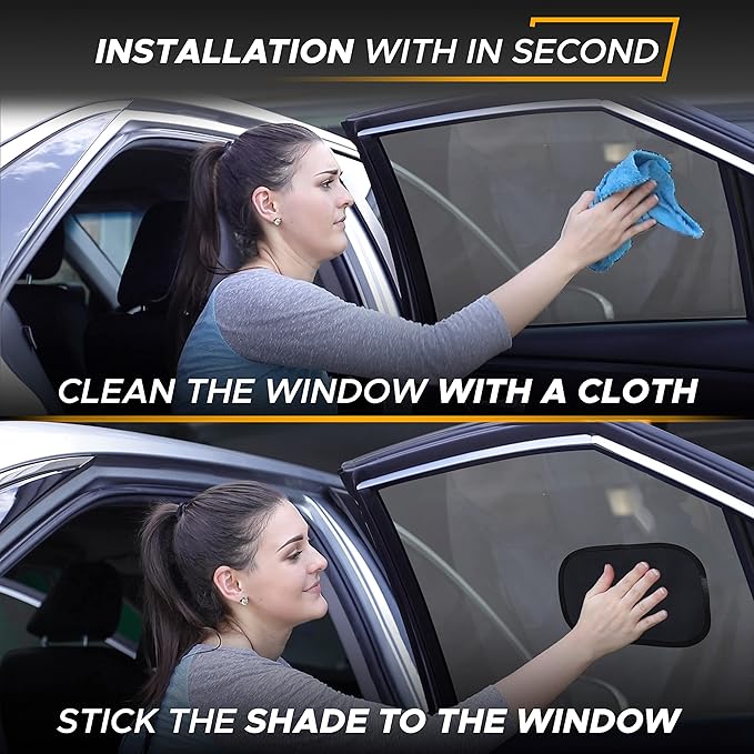 EcoNour Miniature Static Cling Window Shade for Car Sun Visor (2 Pack) | Windshield Sun Shade Static Cling for Driving Glare