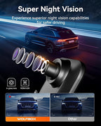 WOLFBOX 12" 4K Rear View Mirror Camera with 5.8GHz WiFi and Voice Control, Smart Mirror Dash Cam Front and Rear, Backup Camer