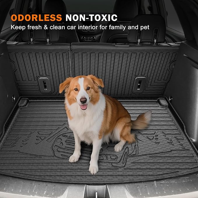 KUST Floor Mats Set for 2021-2026 Chevy Trailblazer AWD, All Weather Floor Liners & Backrest Mats & Rear Trunk Mat for Trailblazer Accessories TPE Rubber Raised Edge (Cargo in Upper Deck Position)
