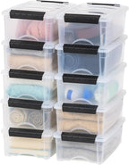 IRIS USA 6 Qt Stackable Plastic Storage Bins with Lids, 10 Pack - BPA-Free, Made in USA - See-Through Organizing Solution, La