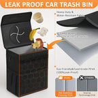 4.2 Gallons Car Trash Can with Lid, Bag Bin Hanging Waterproof Automotive Car Garbage Cans Leak Proof Vehicle Trash Can for Truck SUV,Black