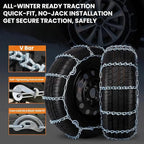 Super Grip V-Bar Ice & Snow Chains 2 Pack for Cars & SUVs - 14" to 18" Tire Anti-Slip Ice & Deep Snow Traction, Easy Installa