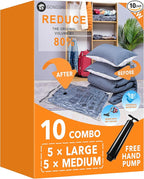 GONGSHI Vacuum Storage Bags, Space Saver Seal Bags For Clothing, Blankets, Comforters, Pillows, Clothes Storage,Travel Luggag